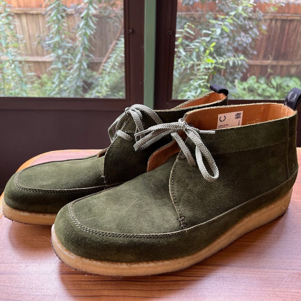 Padmore & Barnes x Fred Perry suede mid boot like new with original shoebox